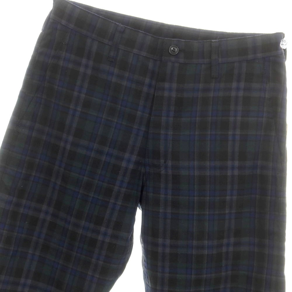 【中古】コムデギャルソン オムドゥ COMME des GARCONS HOMME DEUX 2015年春夏 ウール チェック カジュアルスラックスパンツ ダークグレイッシュグリーンxブルー系【 XS 】【 状態ランクB 】【 メンズ 】