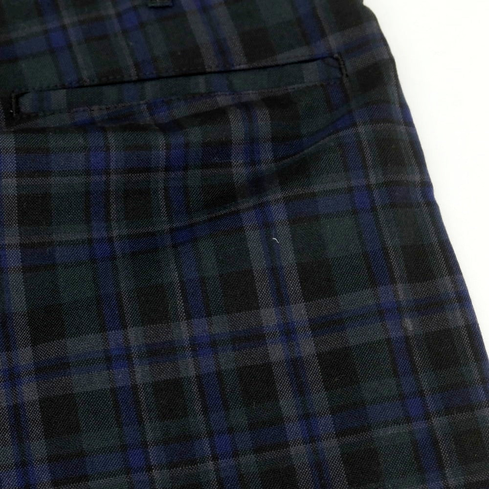 【中古】コムデギャルソン オムドゥ COMME des GARCONS HOMME DEUX 2015年春夏 ウール チェック カジュアルスラックスパンツ ダークグレイッシュグリーンxブルー系【サイズXS】【 状態ランクB 】【 メンズ 】 [DPD]