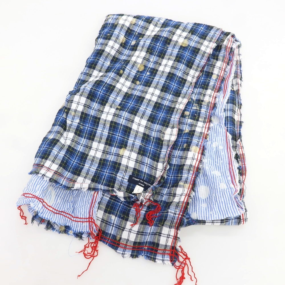 【中古】コムデギャルソンオム COMME des GARCONS HOMME 2013年春夏 リネン チェック ストール ブルーxホワイト【 状態ランクB 】【 メンズ 】