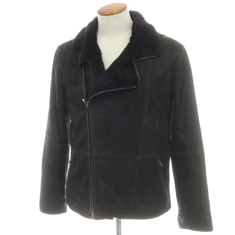 【中古】アルマーニ コレッツォーニ ARMANI COLLEZIONI ゴートレザー ライダースジャケット ブラック【 表記なし（M位） 】【 状態ランクB 】【 メンズ 】