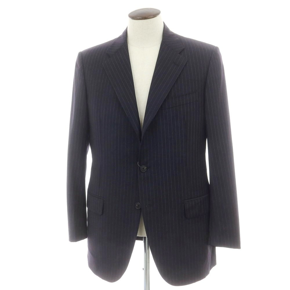 【中古】ベルベスト Belvest ウール ストライプ テーラードジャケット ダークネイビーxホワイト【サイズ50】【 状態ランクD 】【 メンズ 】 [CPD]