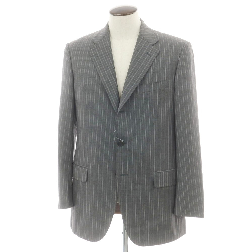 【中古】ベルベスト Belvest ウール ストライプ テーラードジャケット グレーxホワイト【 50 】【 状態ランクD 】【 メンズ 】 [BPD]