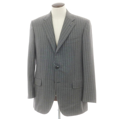 【中古】ベルベスト Belvest ウール ストライプ テーラードジャケット グレーxホワイト【 50 】【 状態ランクD 】【 メンズ 】