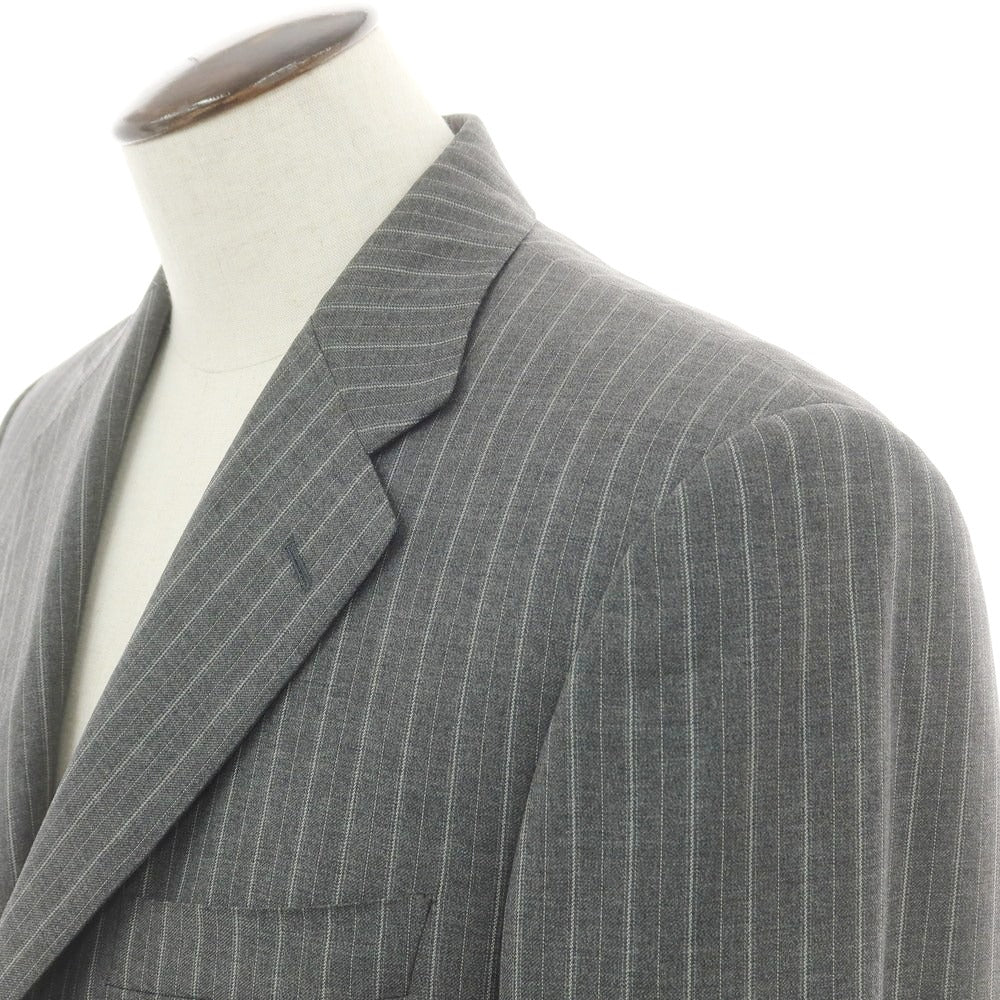 【中古】ベルベスト Belvest ウール ストライプ テーラードジャケット グレーxホワイト【 50 】【 状態ランクD 】【 メンズ 】 [BPD]