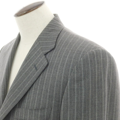 【中古】ベルベスト Belvest ウール ストライプ テーラードジャケット グレーxホワイト【 50 】【 状態ランクD 】【 メンズ 】