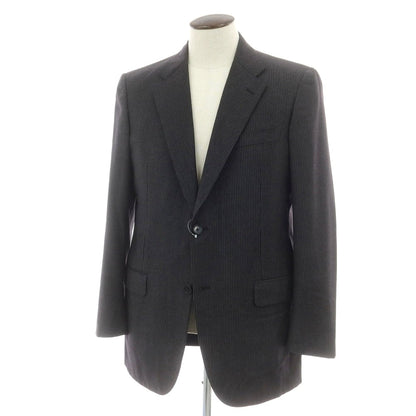 【中古】ベルベスト Belvest ウール ストライプ テーラードジャケット チャコールグレーxホワイト【 50 】【 状態ランクD 】【 メンズ 】