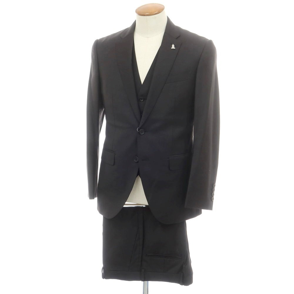 【中古】ランバンオンブルー LANVIN en Bleu ウール スリーピース 2つボタンスーツ ブラック【 48 】【 状態ランクB 】【 メンズ 】
