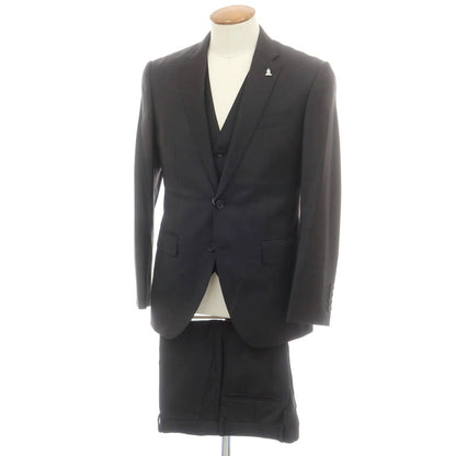 【中古】ランバンオンブルー LANVIN en Bleu ウール スリーピース 2つボタンスーツ ブラック【 48 】【 状態ランクB 】【 メンズ 】