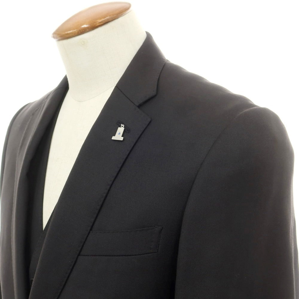 【中古】ランバンオンブルー LANVIN en Bleu ウール スリーピース 2つボタンスーツ ブラック【 48 】【 状態ランクB 】【 メンズ 】