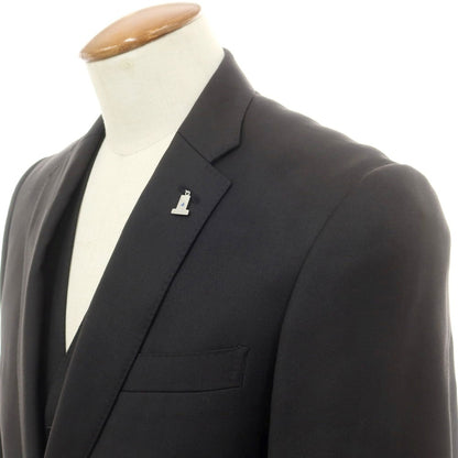 【中古】ランバンオンブルー LANVIN en Bleu ウール スリーピース 2つボタンスーツ ブラック【 48 】【 状態ランクB 】【 メンズ 】