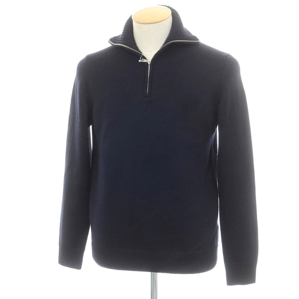 【中古】ブイネック VNECK ウール ハーフジップ プルオーバーニット ネイビー【サイズ46】【 状態ランクC 】【 メンズ 】 [DPD]