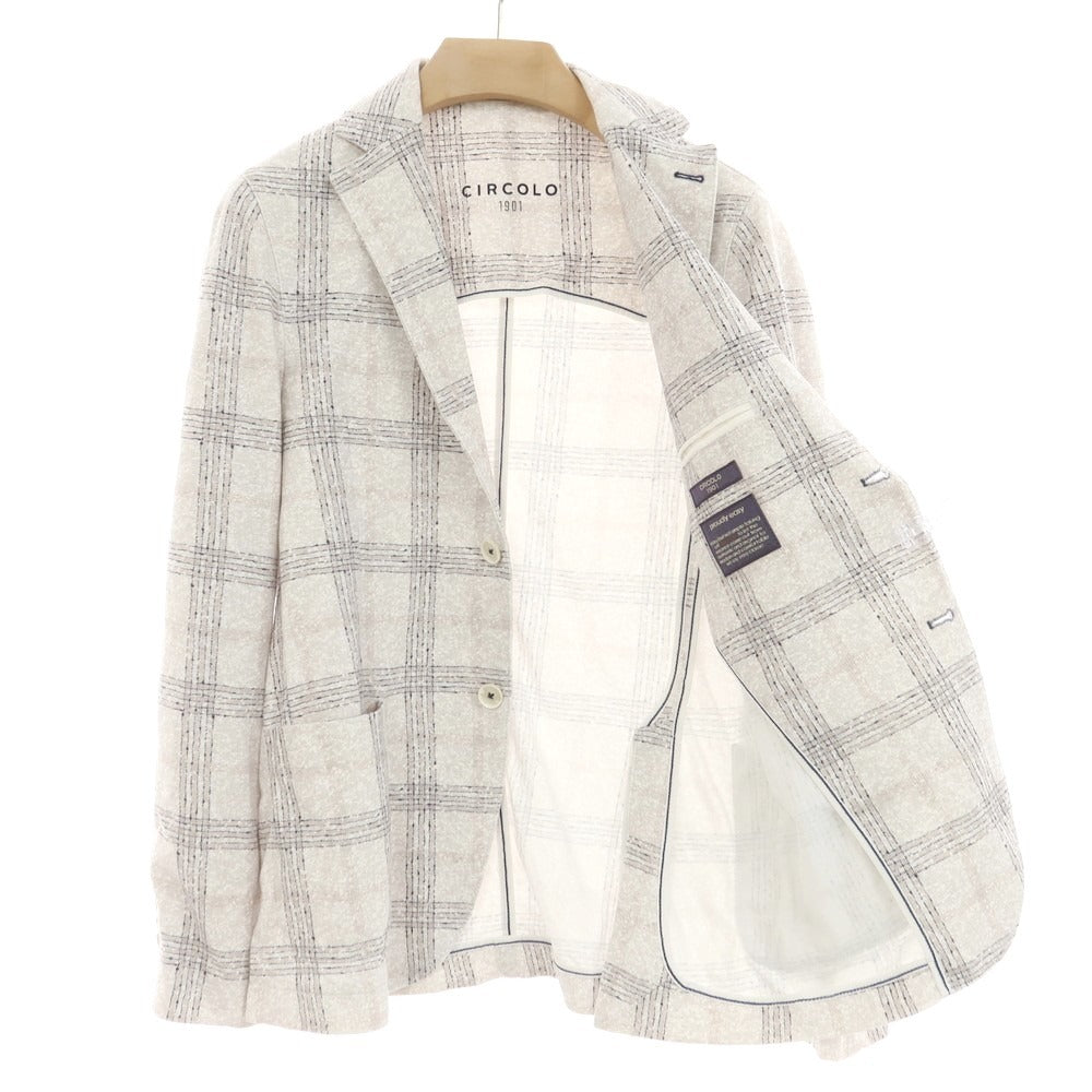[Used] CIRCOLO 1901 Cotton Jersey Check Jacket Light Gray [46] [Condition Rank B] [Men&