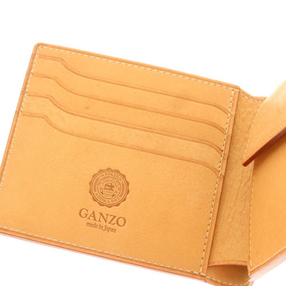 【中古】【未使用】ガンゾ GANZO ブライドルレザー 二つ折り財布 ネイビーxオレンジベージュ【 状態ランクS 】【 メンズ 】