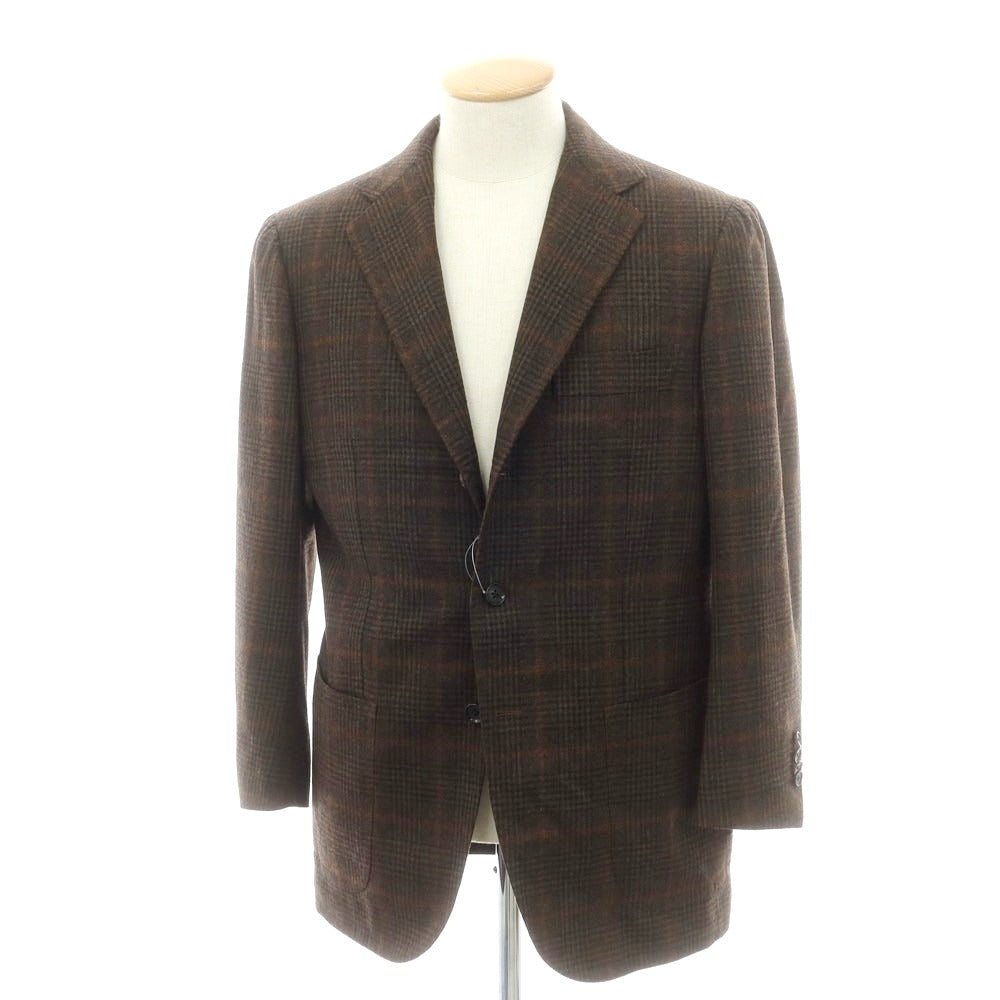 【中古】リングヂャケット RING JACKET ウール チェック テーラードジャケット ダークブラウンxブラック【 表記なし（S位） 】【 状態ランクC 】【 メンズ 】