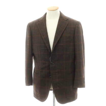【中古】リングヂャケット RING JACKET ウール チェック テーラードジャケット ダークブラウンxブラック【 表記なし（S位） 】【 状態ランクC 】【 メンズ 】
