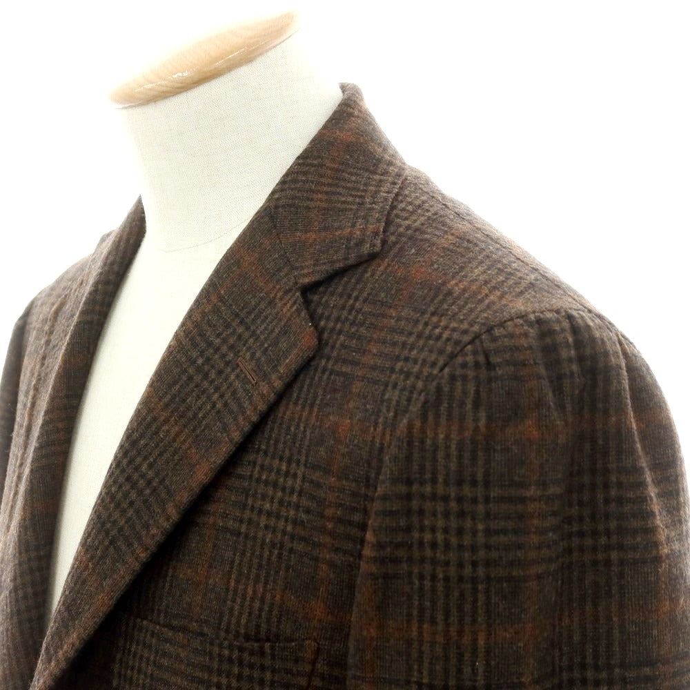 【中古】リングヂャケット RING JACKET ウール チェック テーラードジャケット ダークブラウンxブラック【 表記なし（S位） 】【 状態ランクC 】【 メンズ 】