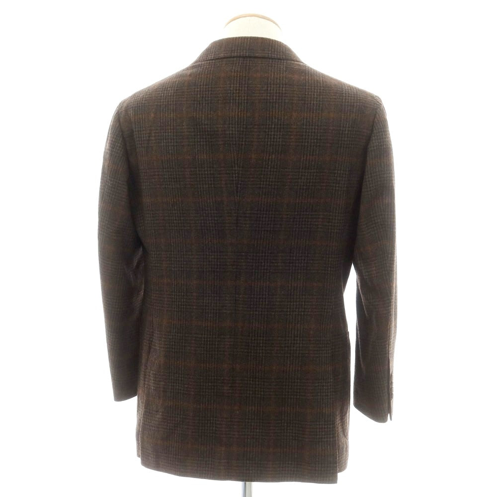 【中古】リングヂャケット RING JACKET ウール チェック テーラードジャケット ダークブラウンxブラック【 表記なし（S位） 】【 状態ランクC 】【 メンズ 】