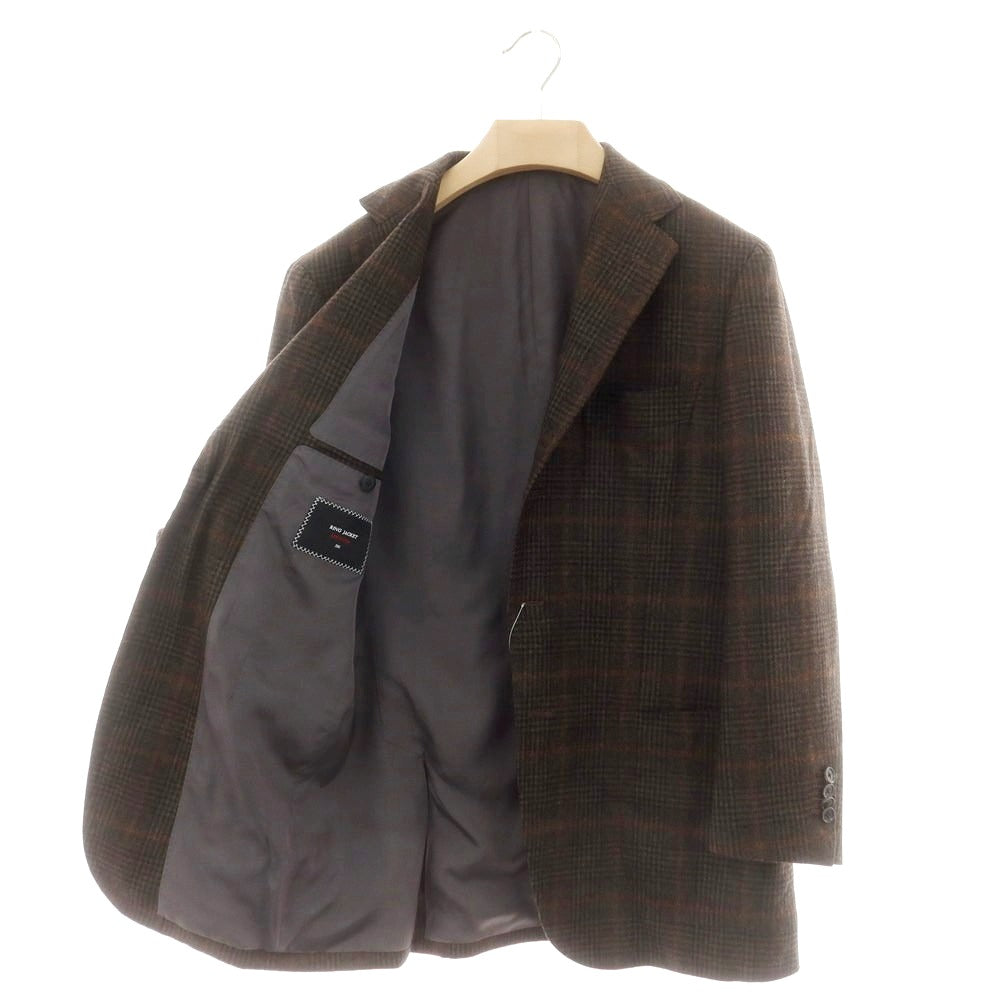 【中古】リングヂャケット RING JACKET ウール チェック テーラードジャケット ダークブラウンxブラック【 表記なし（S位） 】【 状態ランクC 】【 メンズ 】