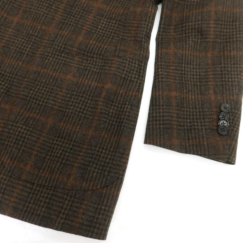 【中古】リングヂャケット RING JACKET ウール チェック テーラードジャケット ダークブラウンxブラック【 表記なし（S位） 】【 状態ランクC 】【 メンズ 】
