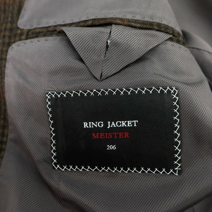 【中古】リングヂャケット RING JACKET ウール チェック テーラードジャケット ダークブラウンxブラック【 表記なし（S位） 】【 状態ランクC 】【 メンズ 】
