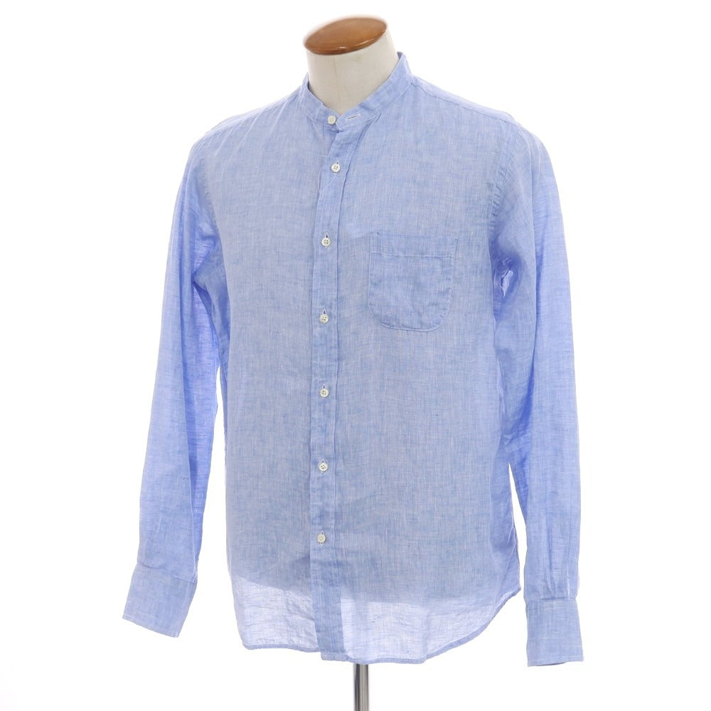 【中古】インディビジュアライズドシャツ INDIVIDUALIZED SHIRTS リネン バンドカラーシャツ ライトブルー【 15 1/2 】【 状態ランクB 】【 メンズ 】