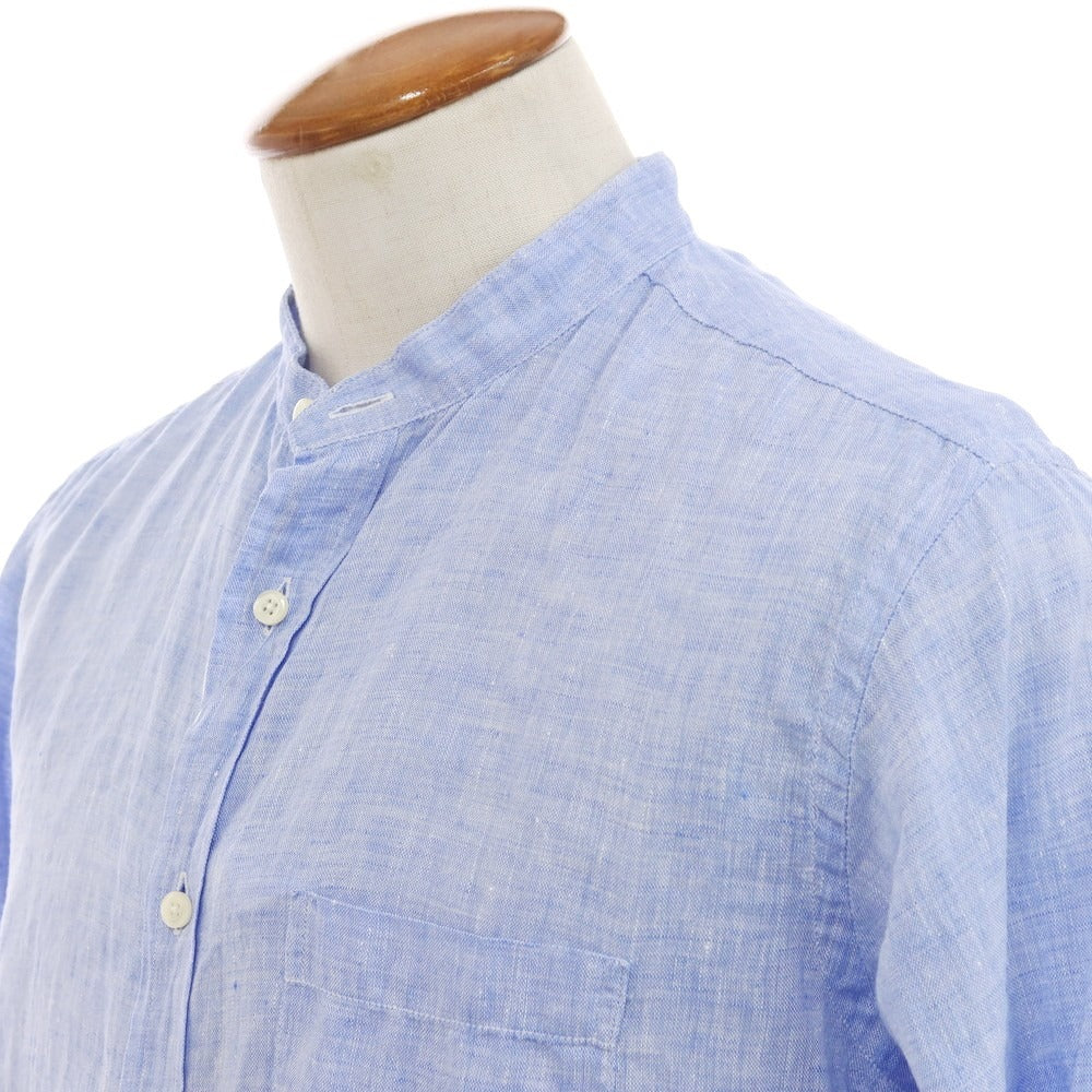 【中古】インディビジュアライズドシャツ INDIVIDUALIZED SHIRTS リネン バンドカラーシャツ ライトブルー【 15 1/2 】【 状態ランクB 】【 メンズ 】