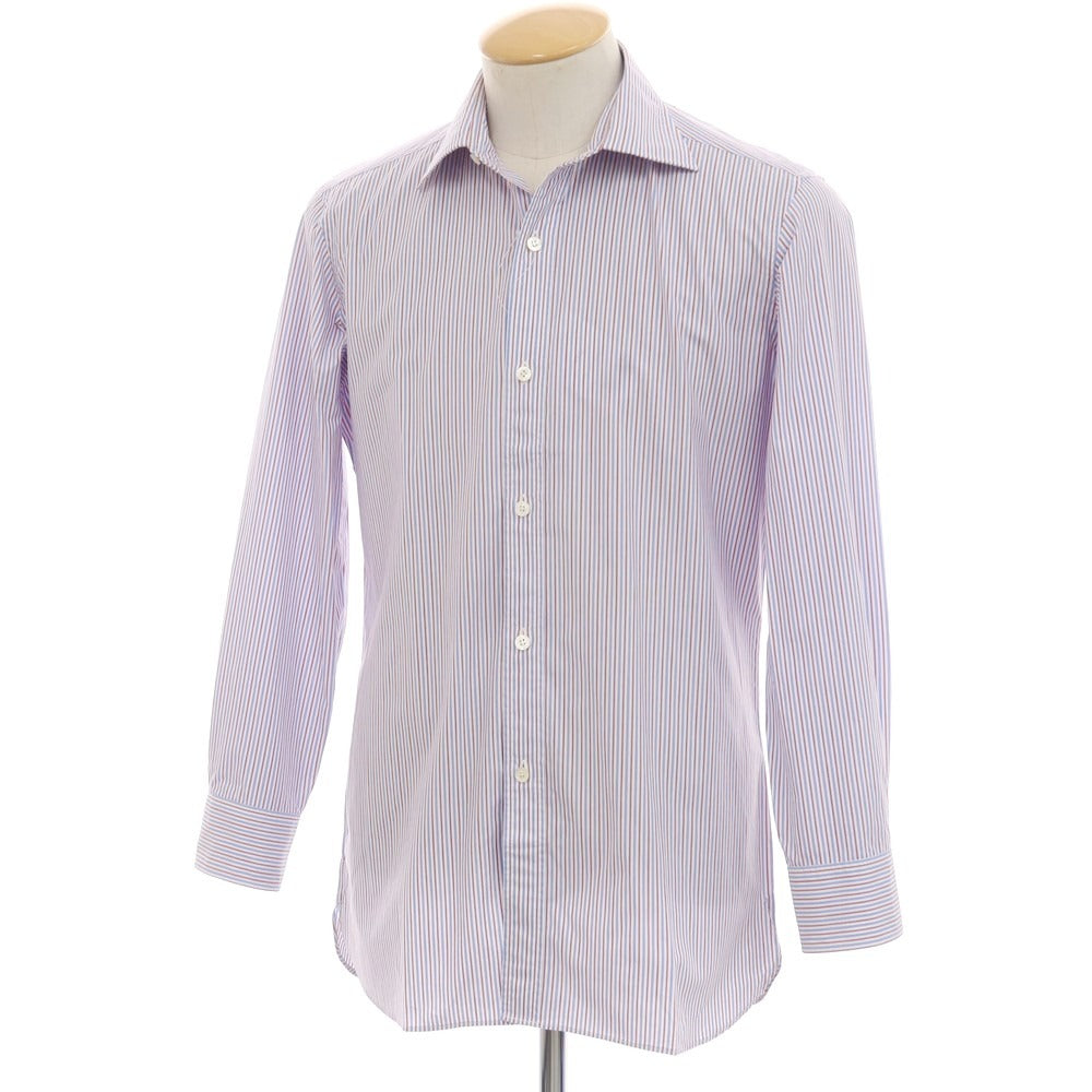 【中古】シャルベ CHARVET コットン ストライプ ドレスシャツ ブルーxホワイト×レッド【 37 】【 状態ランクC 】【 メンズ 】