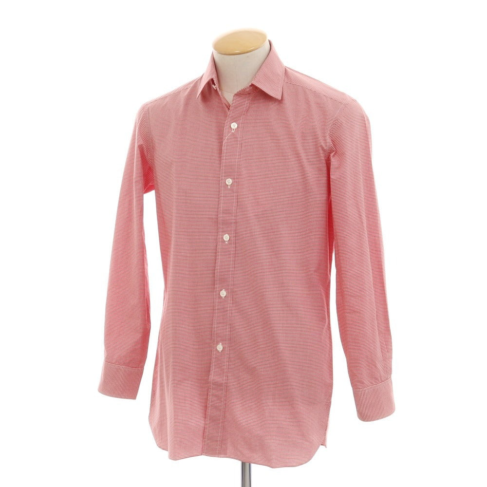 【中古】シャルベ CHARVET コットン チェック ドレスシャツ レッドxホワイト【 37 】【 状態ランクB 】【 メンズ 】