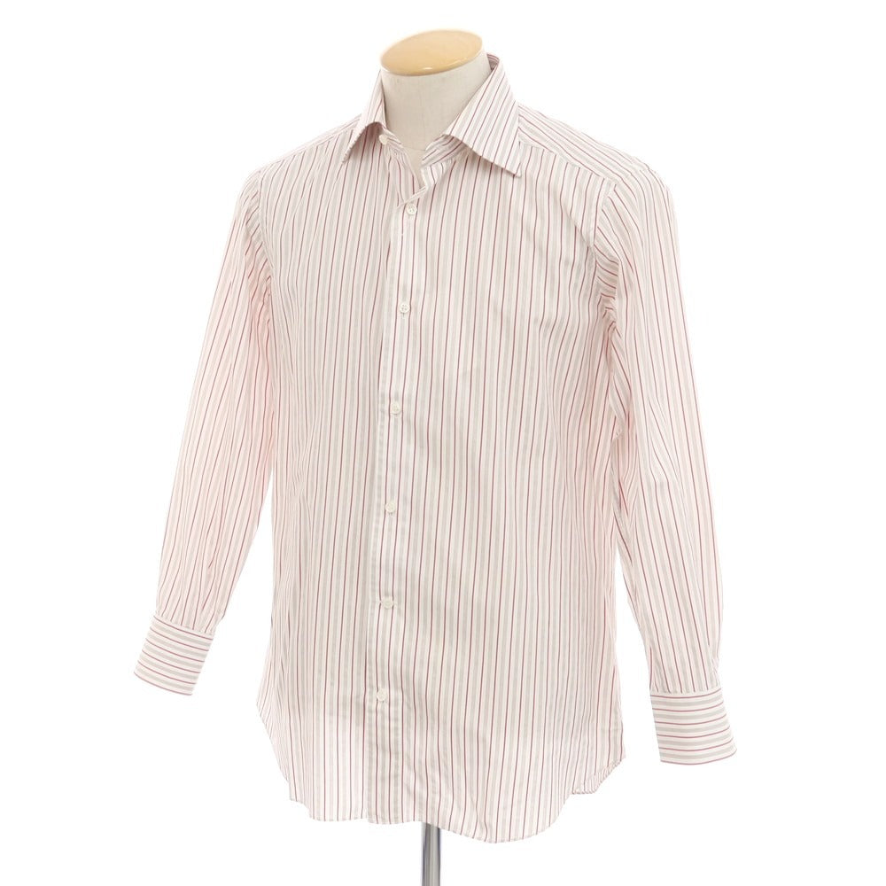 [Used] Frye Cotton Striped Dress Shirt White x Red x Brown [38] [Condition Rank C] [Men&