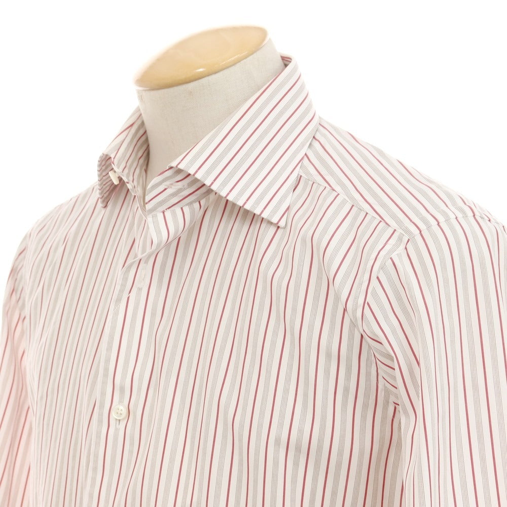 [Used] Frye Cotton Striped Dress Shirt White x Red x Brown [38] [Condition Rank C] [Men&