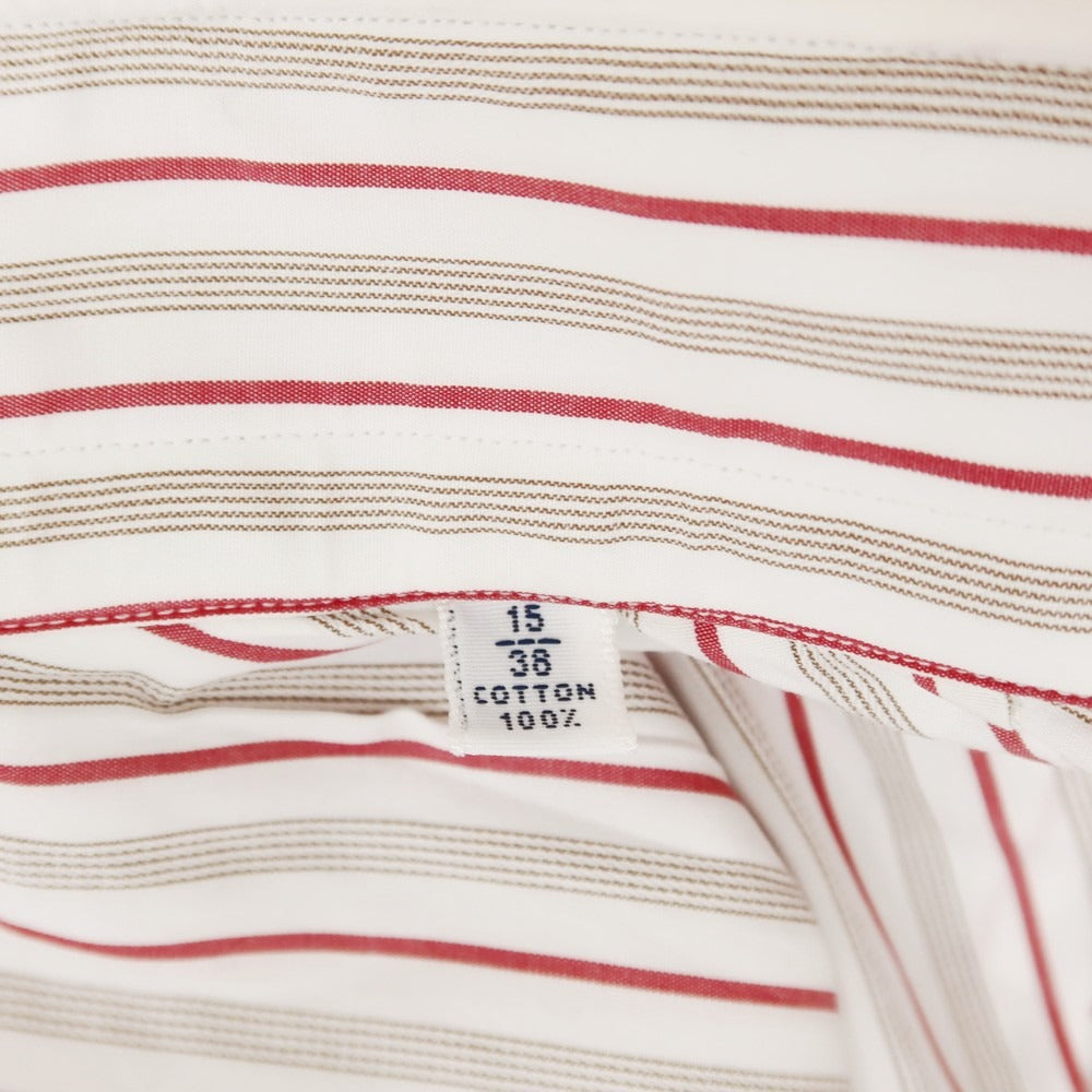 [Used] Frye Cotton Striped Dress Shirt White x Red x Brown [38] [Condition Rank C] [Men&
