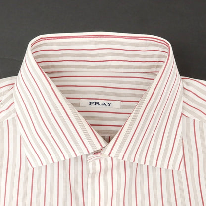 [Used] Frye Cotton Striped Dress Shirt White x Red x Brown [38] [Condition Rank C] [Men&