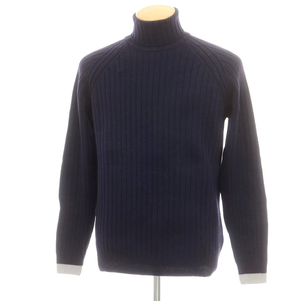 【中古】ジョンスメドレー JOHN SMEDLEY ミドルゲージ ウールカシミヤ タートルネック プルオーバーニット ネイビー【 M 】【 状態ランクB 】【 メンズ 】