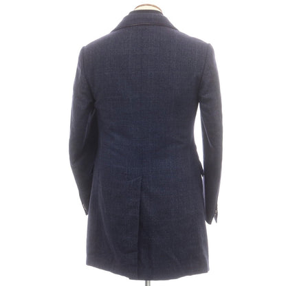 【中古】コルネリアーニ CORNELIANI ウール グレンチェック 中綿入り チェスターフィールドコート ネイビー【 46 】【 状態ランクB 】【 メンズ 】