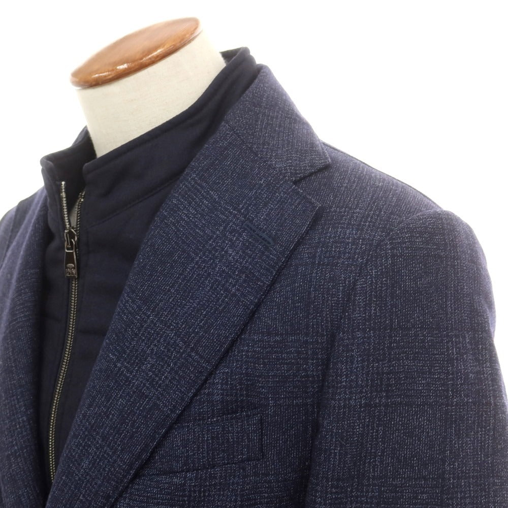 【中古】コルネリアーニ CORNELIANI ウール グレンチェック 中綿入り チェスターフィールドコート ネイビー【 46 】【 状態ランクB 】【 メンズ 】