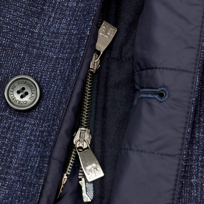 【中古】コルネリアーニ CORNELIANI ウール グレンチェック 中綿入り チェスターフィールドコート ネイビー【 46 】【 状態ランクB 】【 メンズ 】