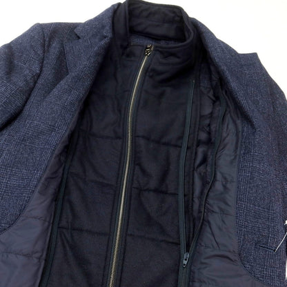 【中古】コルネリアーニ CORNELIANI ウール グレンチェック 中綿入り チェスターフィールドコート ネイビー【 46 】【 状態ランクB 】【 メンズ 】