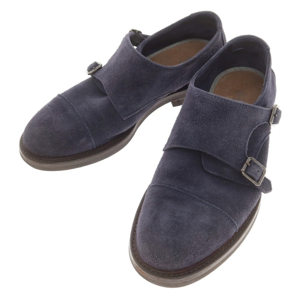 [Used] Brunello Cucinelli Suede Double Monk Dress Shoes Navy [40] [Condition Rank C] [Men&