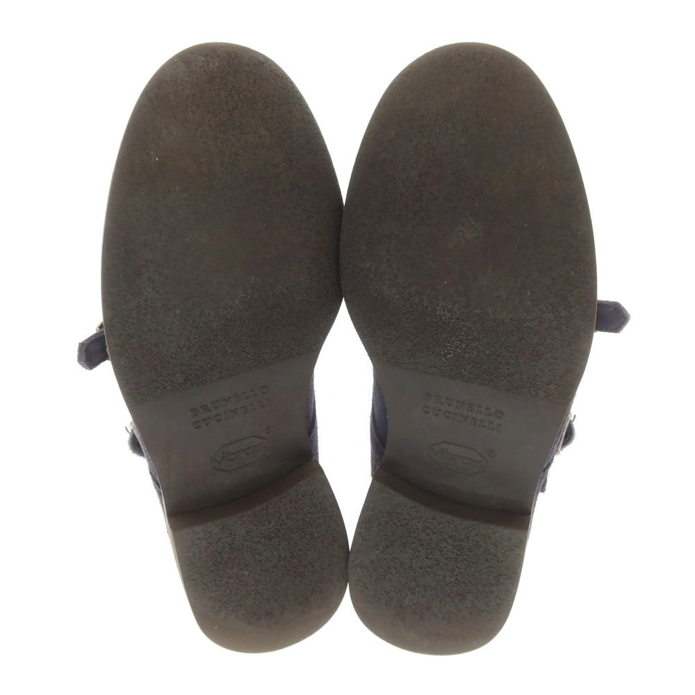 [Used] Brunello Cucinelli Suede Double Monk Dress Shoes Navy [40] [Condition Rank C] [Men&