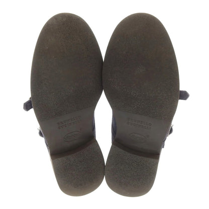 [Used] Brunello Cucinelli Suede Double Monk Dress Shoes Navy [40] [Condition Rank C] [Men&