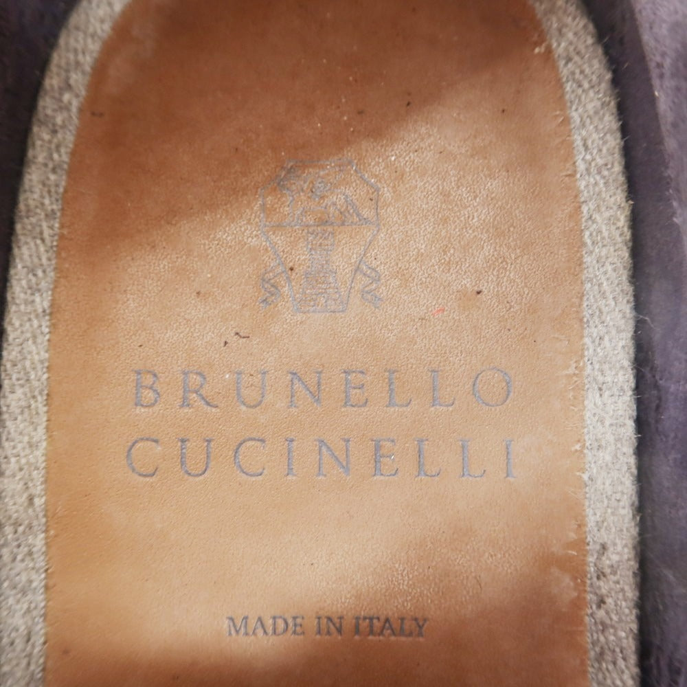 [Used] Brunello Cucinelli Suede Double Monk Dress Shoes Navy [40] [Condition Rank C] [Men&