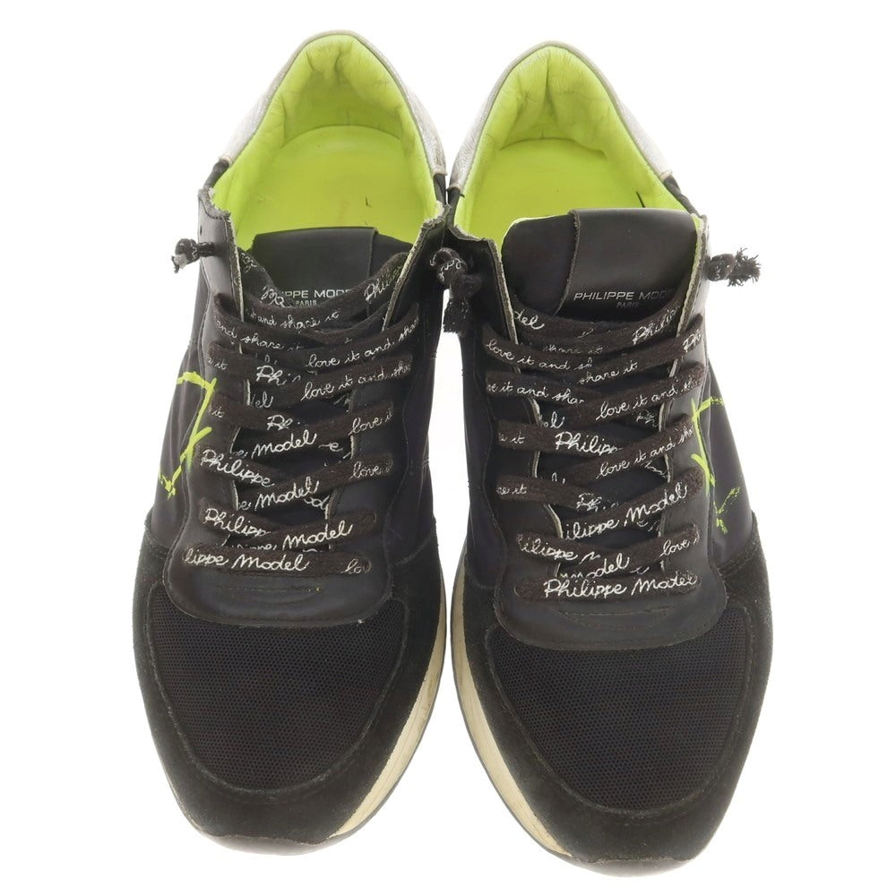 【中古】フィリップモデル PHILIPPE MODEL ナイロン スウェード スニーカー ブラックxイエロー×シルバー【サイズ40】【 状態ランクC 】【 メンズ 】[EPD]
