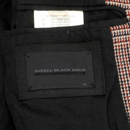【中古】ディーゼルブラックゴールド DIESEL BLACK GOLD ウール グレンチェック ステンカラーコート ブラウンxネイビー【 46 】【 状態ランクB 】【 メンズ 】