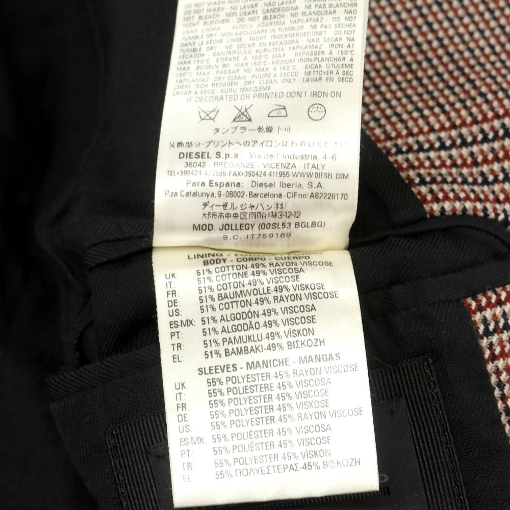 【中古】ディーゼルブラックゴールド DIESEL BLACK GOLD ウール グレンチェック ステンカラーコート ブラウンxネイビー【サイズ46】【 状態ランクB 】【 メンズ 】 [DPD]