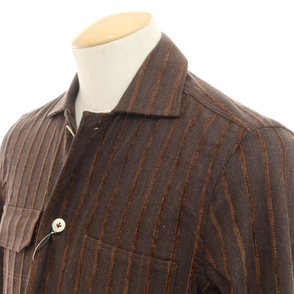 【中古】【未使用】アンジェロ イングレーゼ Angelo Inglese コットン ストライプ カバーオール ダークブラウン系xブラウン【 44 】【 状態ランクS 】【 メンズ 】