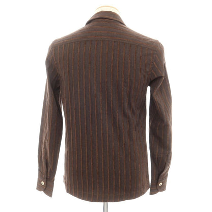【中古】【未使用】アンジェロ イングレーゼ Angelo Inglese コットン ストライプ カバーオール ダークブラウン系xブラウン【 44 】【 状態ランクS 】【 メンズ 】