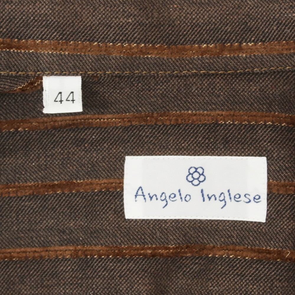【中古】【未使用】アンジェロ イングレーゼ Angelo Inglese コットン ストライプ カバーオール ダークブラウン系xブラウン【 44 】【 状態ランクS 】【 メンズ 】