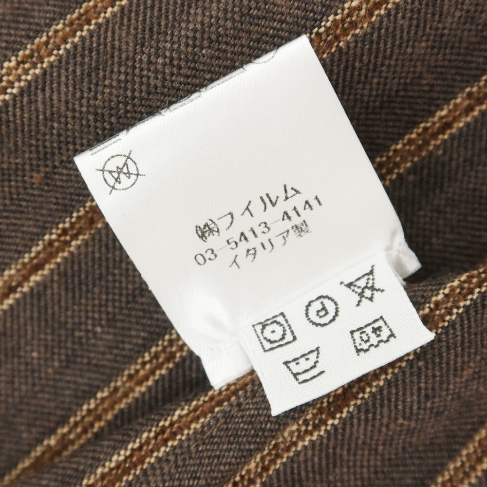 【中古】【未使用】アンジェロ イングレーゼ Angelo Inglese コットン ストライプ カバーオール ダークブラウン系xブラウン【 44 】【 状態ランクS 】【 メンズ 】