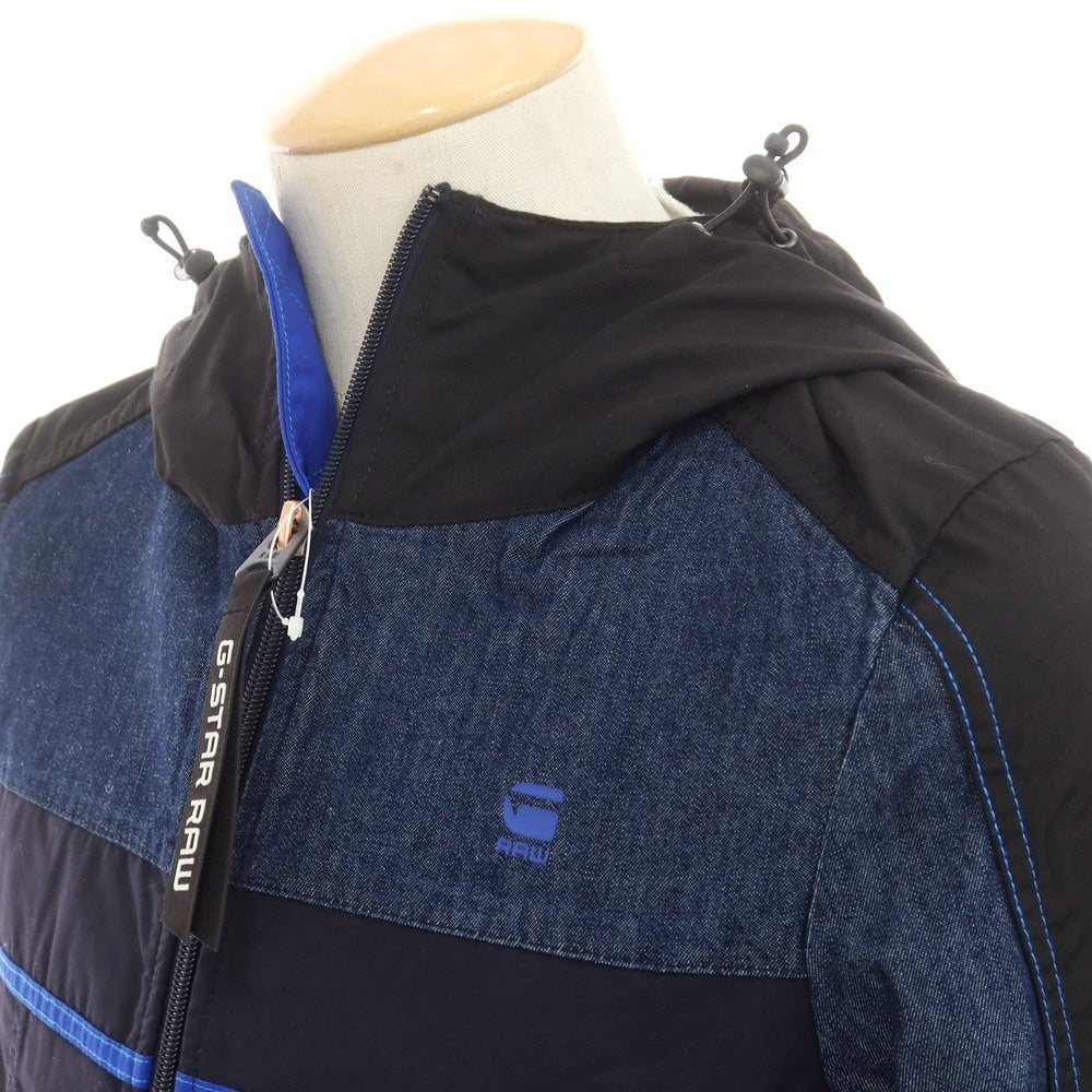 【中古】ジースターロウ G-STAR RAW ポリエステル デニム フーデッドブルゾン ネイビーxブラック【サイズXXS】【 状態ランクA 】【 メンズ 】[EPD]