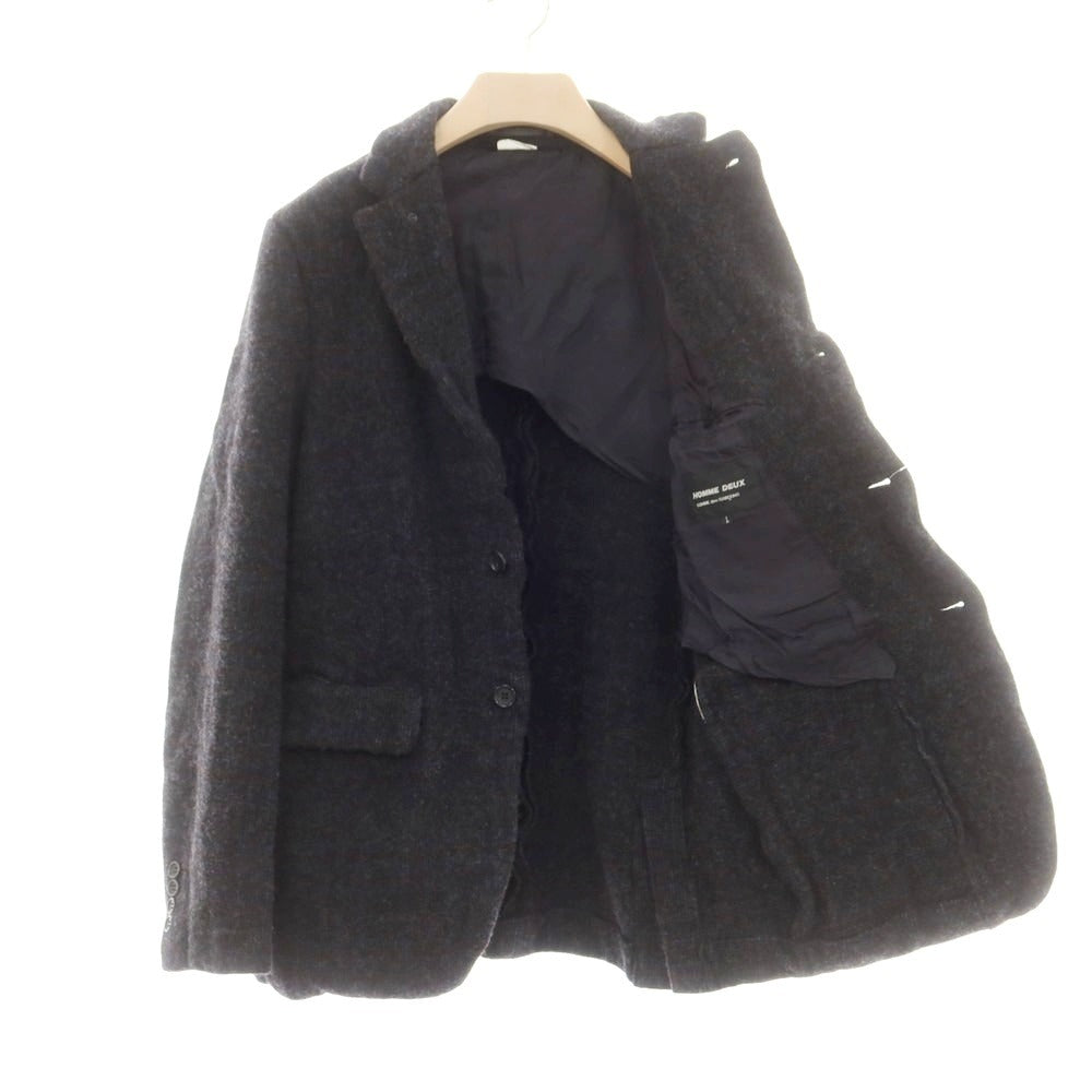【中古】コムデギャルソン オムドゥ COMME des GARCONS HOMME DEUX 2024年秋冬 ウールチェック テーラードジャケット ダークグレーxレッド×ブルー【サイズL】【 状態ランクA 】【 メンズ 】 [DPD]